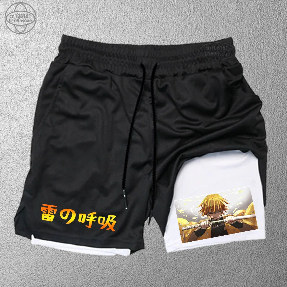 2025 Trendy Printed Sports Training Running Shorts Men'S Fitness Two-In-One Beach Pants Outdoor S-2Xldouble-Layer