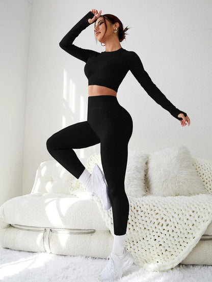 Seamluxe  Sport Cut & Back Thumb Holes Sports Set Workout Women Setwomen Workout Set Gym Women Outfit
