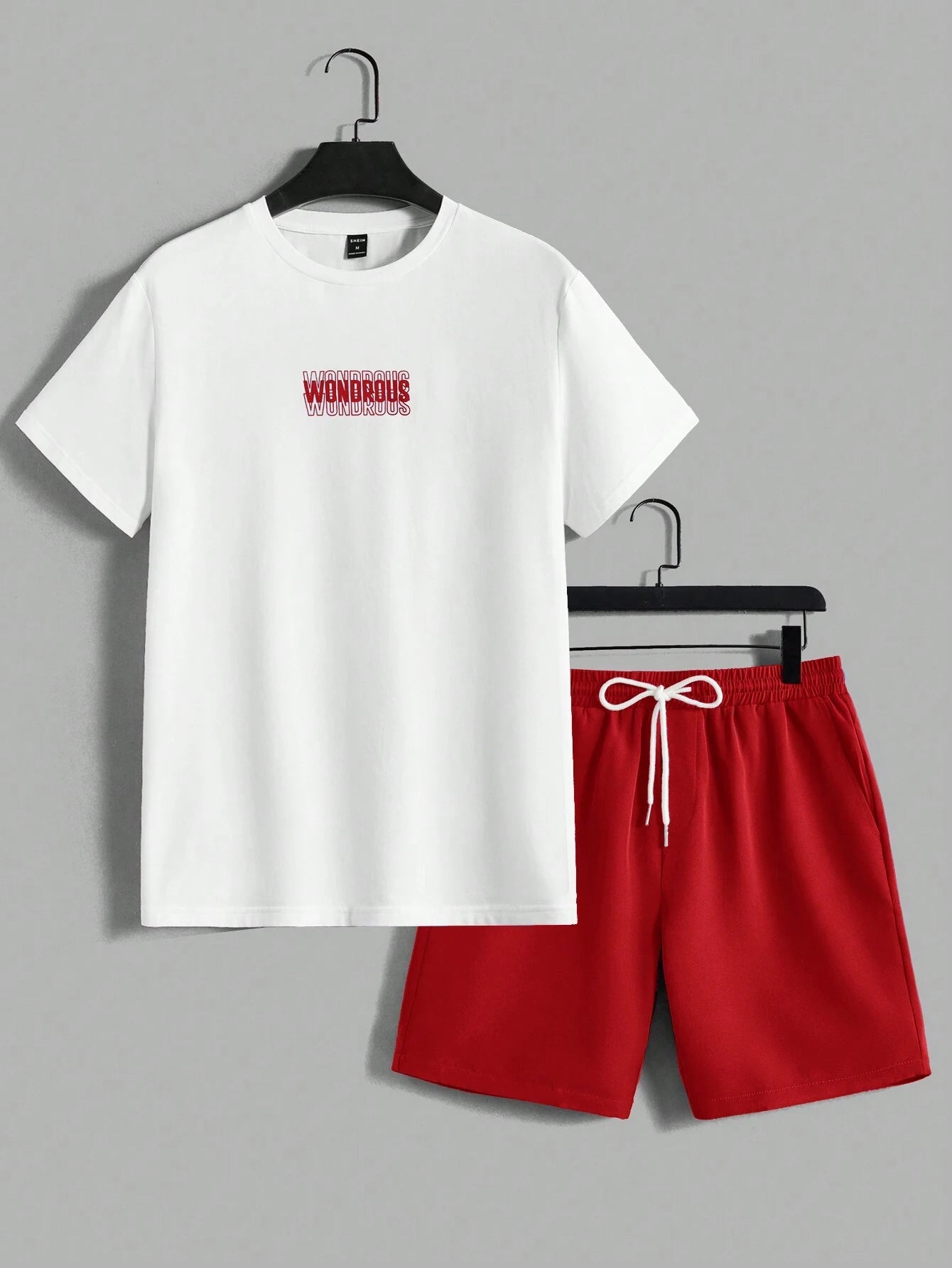 AXEPEAK Men'S Summer Letter Print round Neck Short Sleeve Casual T-Shirt and Shorts Set, Streetwear Ready