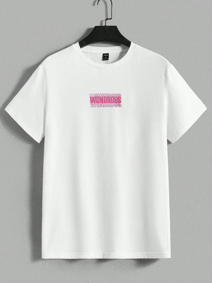 AXEPEAK Men'S Summer Letter Print round Neck Short Sleeve Casual T-Shirt and Shorts Set, Streetwear Ready