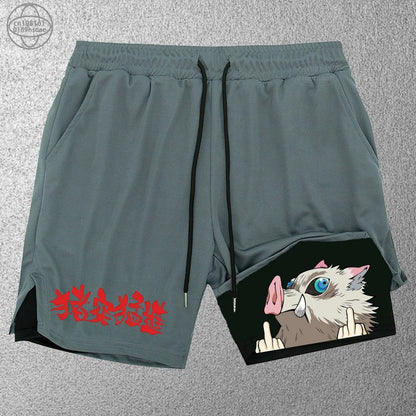 2025 Trendy Printed Sports Training Running Shorts Men'S Fitness Two-In-One Beach Pants Outdoor S-2Xldouble-Layer