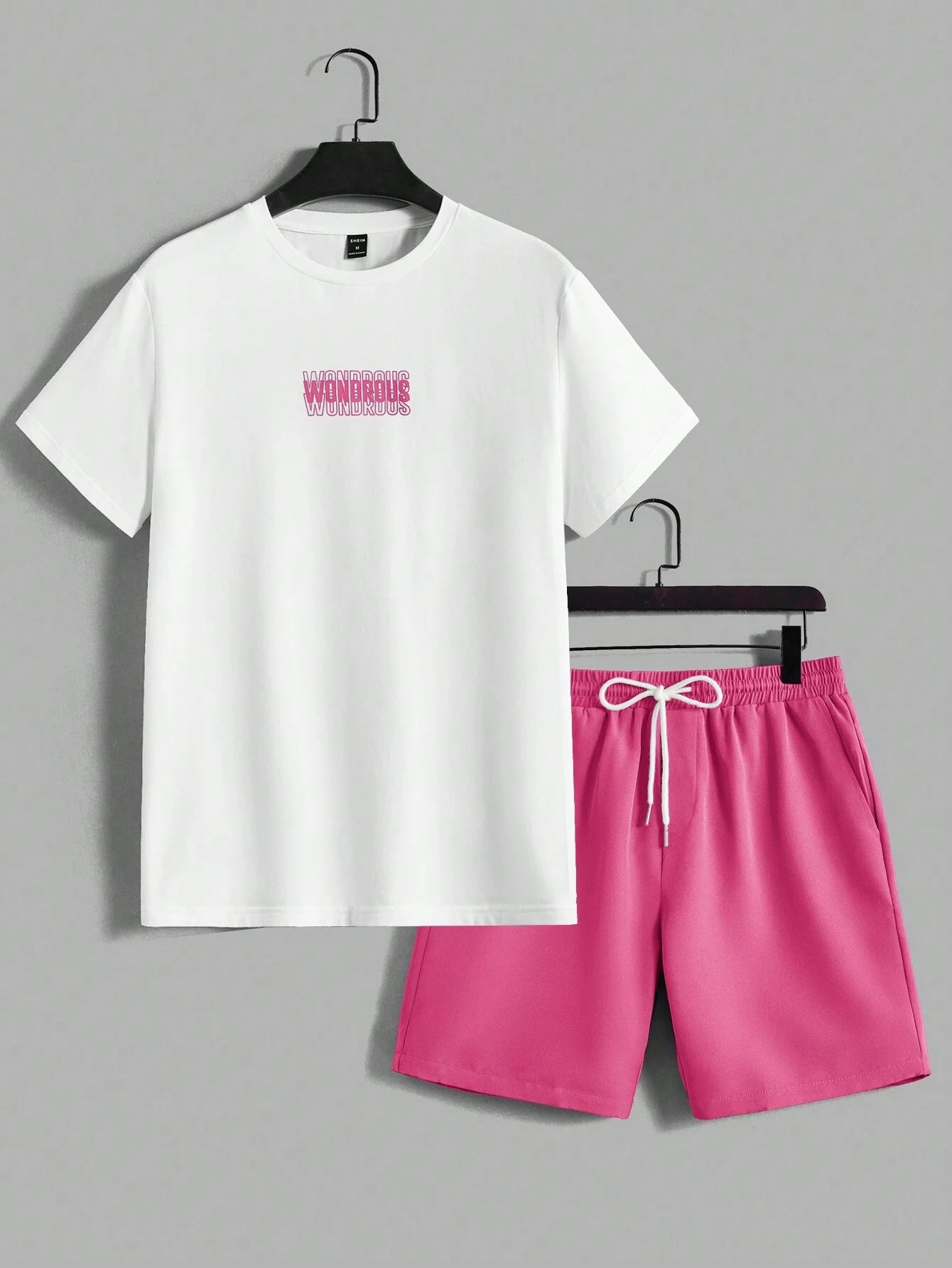 AXEPEAK Men'S Summer Letter Print round Neck Short Sleeve Casual T-Shirt and Shorts Set, Streetwear Ready