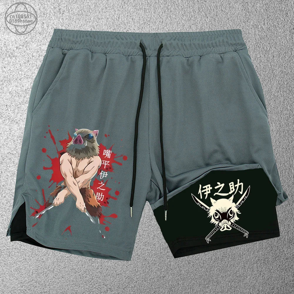 2025 Trendy Printed Sports Training Running Shorts Men'S Fitness Two-In-One Beach Pants Outdoor S-2Xldouble-Layer