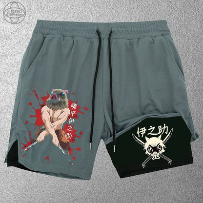 2025 Trendy Printed Sports Training Running Shorts Men'S Fitness Two-In-One Beach Pants Outdoor S-2Xldouble-Layer