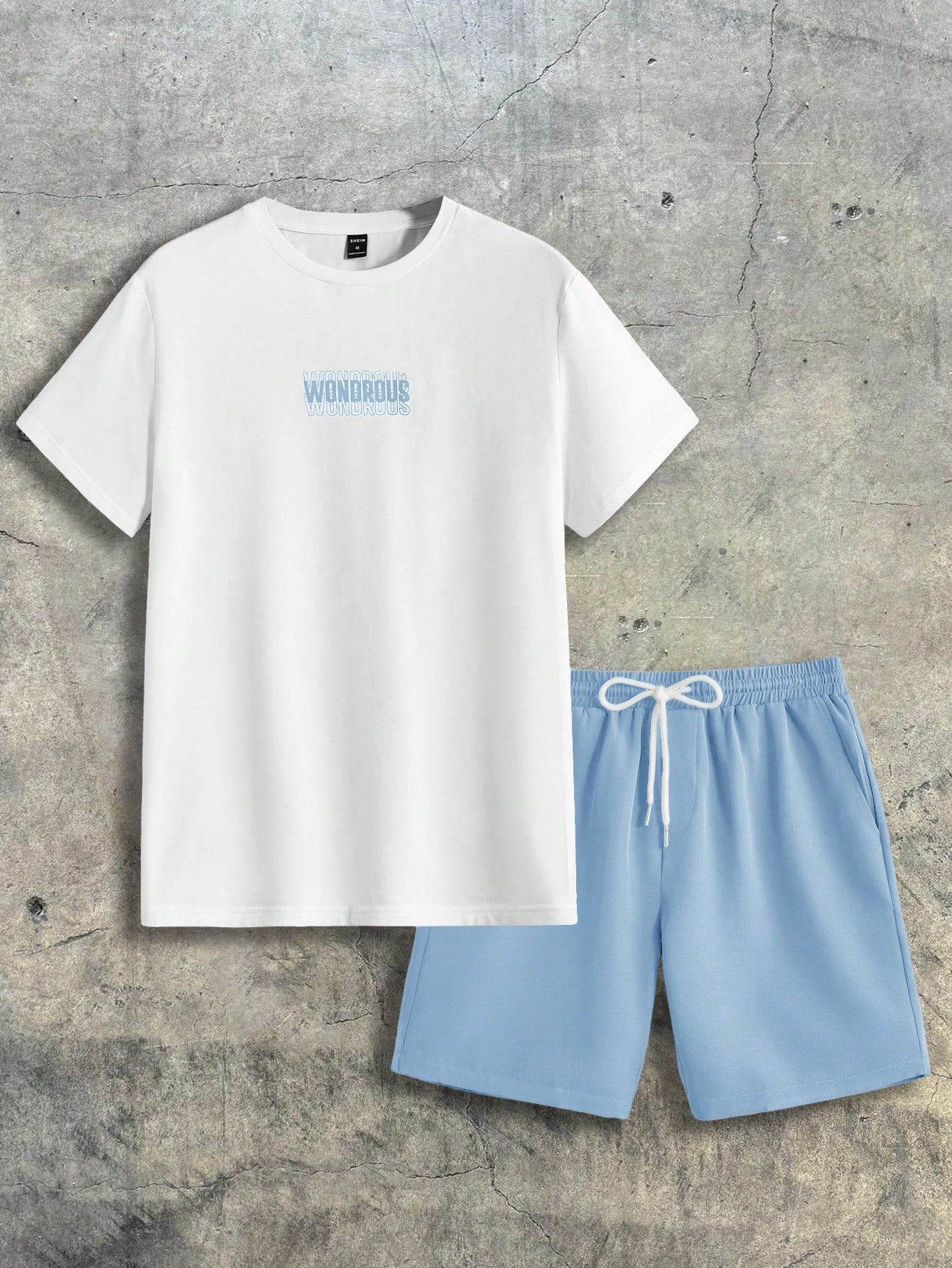 AXEPEAK Men'S Summer Letter Print round Neck Short Sleeve Casual T-Shirt and Shorts Set, Streetwear Ready