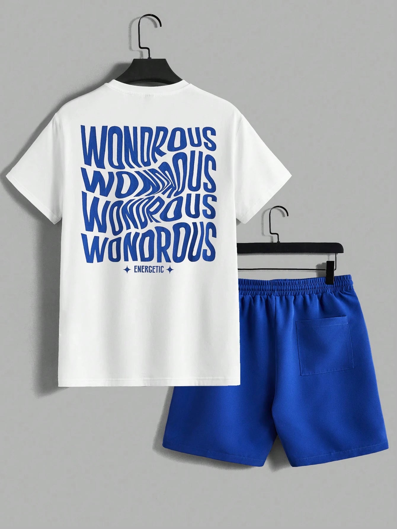 AXEPEAK Men'S Summer Letter Print round Neck Short Sleeve Casual T-Shirt and Shorts Set, Streetwear Ready