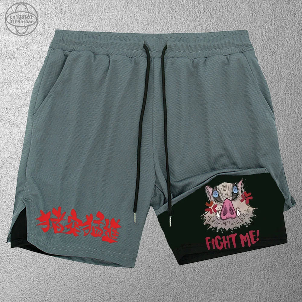 2025 Trendy Printed Sports Training Running Shorts Men'S Fitness Two-In-One Beach Pants Outdoor S-2Xldouble-Layer