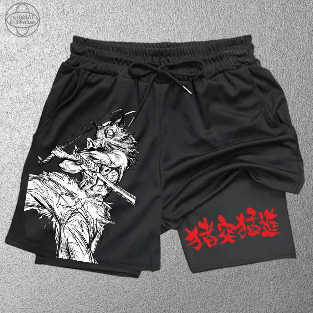 2025 Trendy Printed Sports Training Running Shorts Men'S Fitness Two-In-One Beach Pants Outdoor S-2Xldouble-Layer