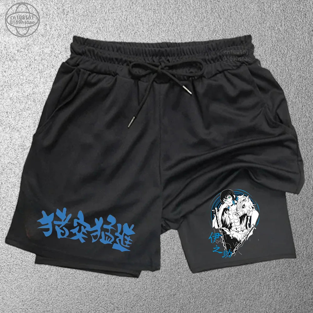 2025 Trendy Printed Sports Training Running Shorts Men'S Fitness Two-In-One Beach Pants Outdoor S-2Xldouble-Layer