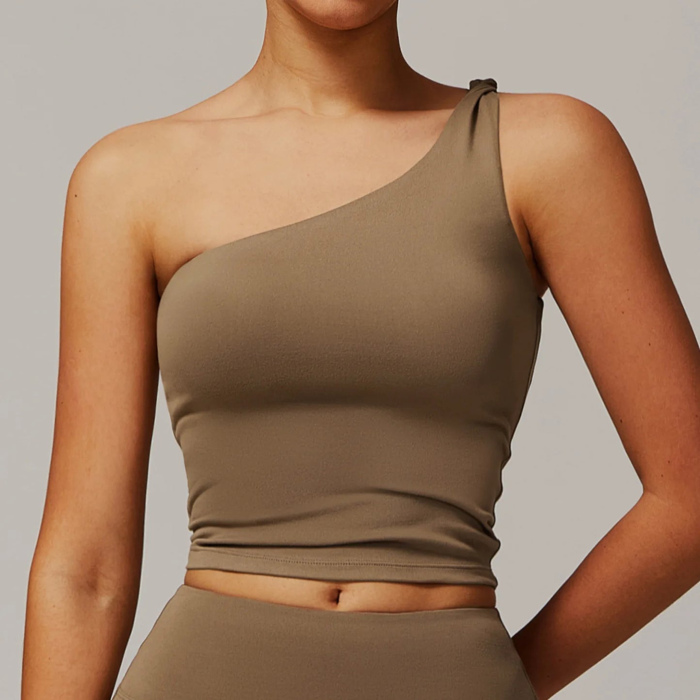Single Shoulder Tank Top Women Gym Women Sports Underwear Push up Crop Top Fitness Bra Breathable Running Athletic Sportswear