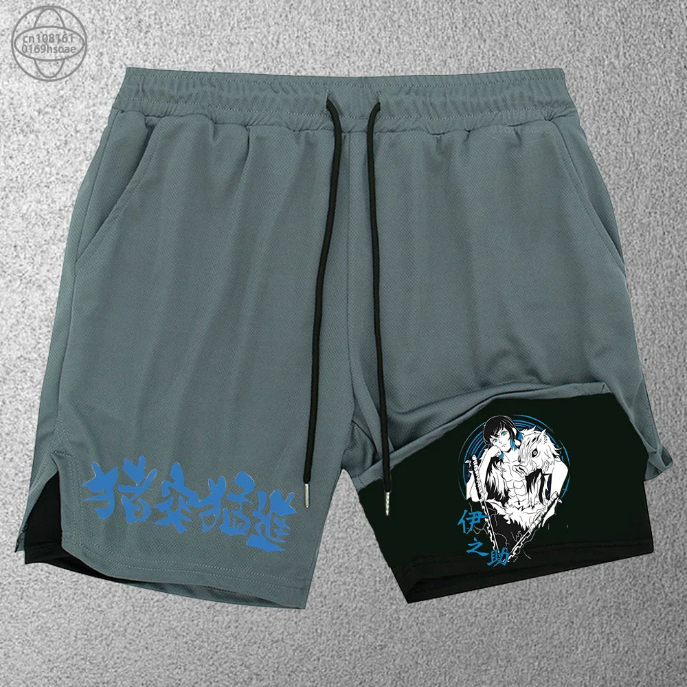 2025 Trendy Printed Sports Training Running Shorts Men'S Fitness Two-In-One Beach Pants Outdoor S-2Xldouble-Layer