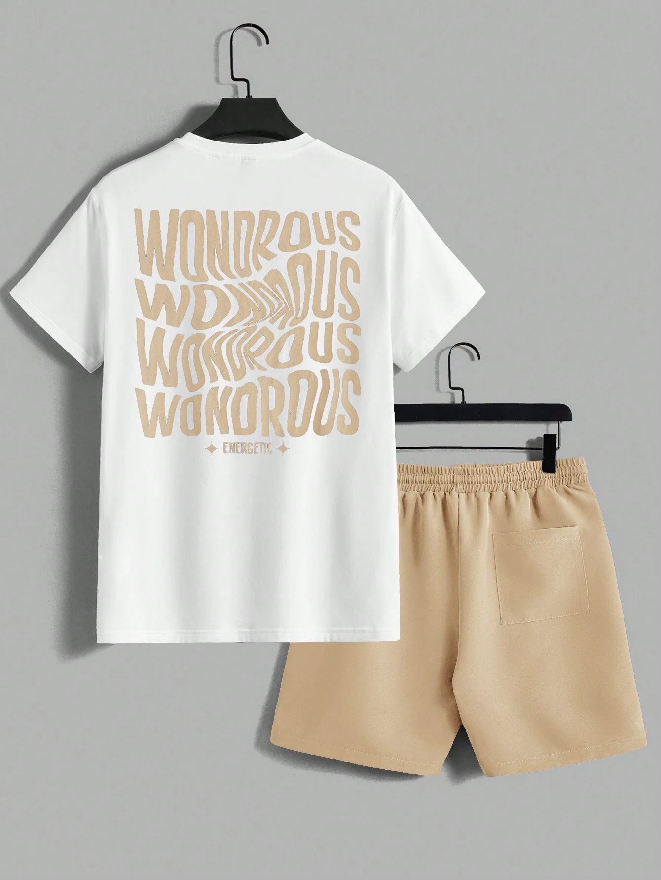 AXEPEAK Men'S Summer Letter Print round Neck Short Sleeve Casual T-Shirt and Shorts Set, Streetwear Ready