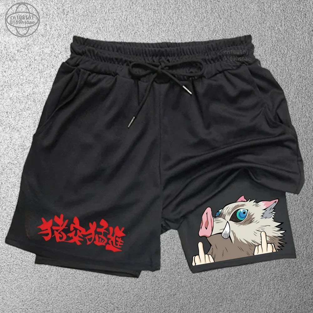 2025 Trendy Printed Sports Training Running Shorts Men'S Fitness Two-In-One Beach Pants Outdoor S-2Xldouble-Layer