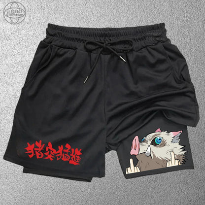 2025 Trendy Printed Sports Training Running Shorts Men'S Fitness Two-In-One Beach Pants Outdoor S-2Xldouble-Layer