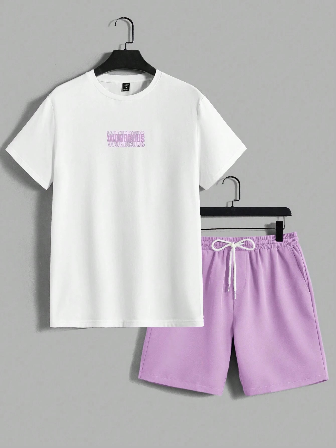AXEPEAK Men'S Summer Letter Print round Neck Short Sleeve Casual T-Shirt and Shorts Set, Streetwear Ready