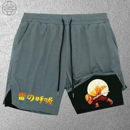 2025 Trendy Printed Sports Training Running Shorts Men'S Fitness Two-In-One Beach Pants Outdoor S-2Xldouble-Layer