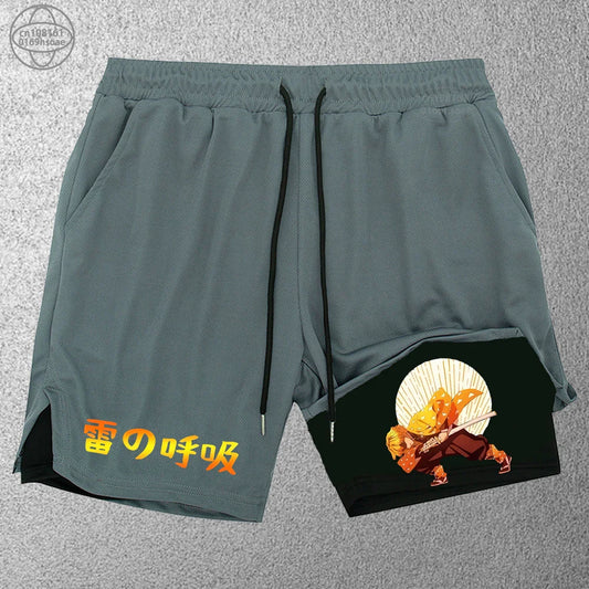 2025 Trendy Printed Sports Training Running Shorts Men'S Fitness Two-In-One Beach Pants Outdoor S-2Xldouble-Layer