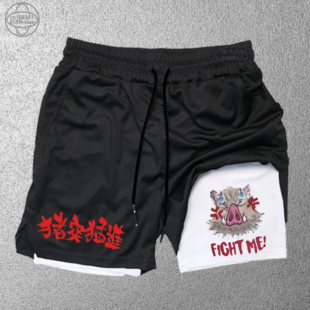 2025 Trendy Printed Sports Training Running Shorts Men'S Fitness Two-In-One Beach Pants Outdoor S-2Xldouble-Layer