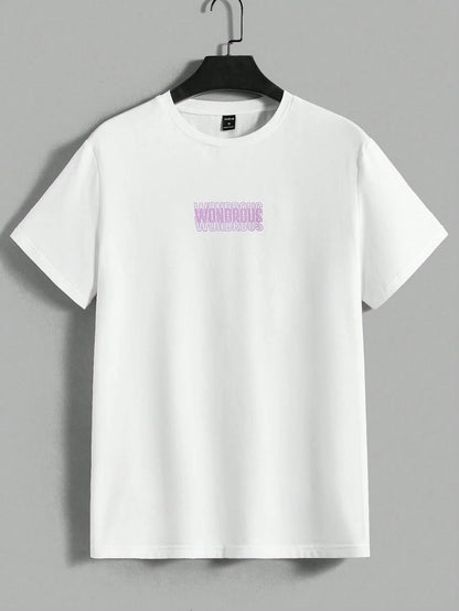 AXEPEAK Men'S Summer Letter Print round Neck Short Sleeve Casual T-Shirt and Shorts Set, Streetwear Ready