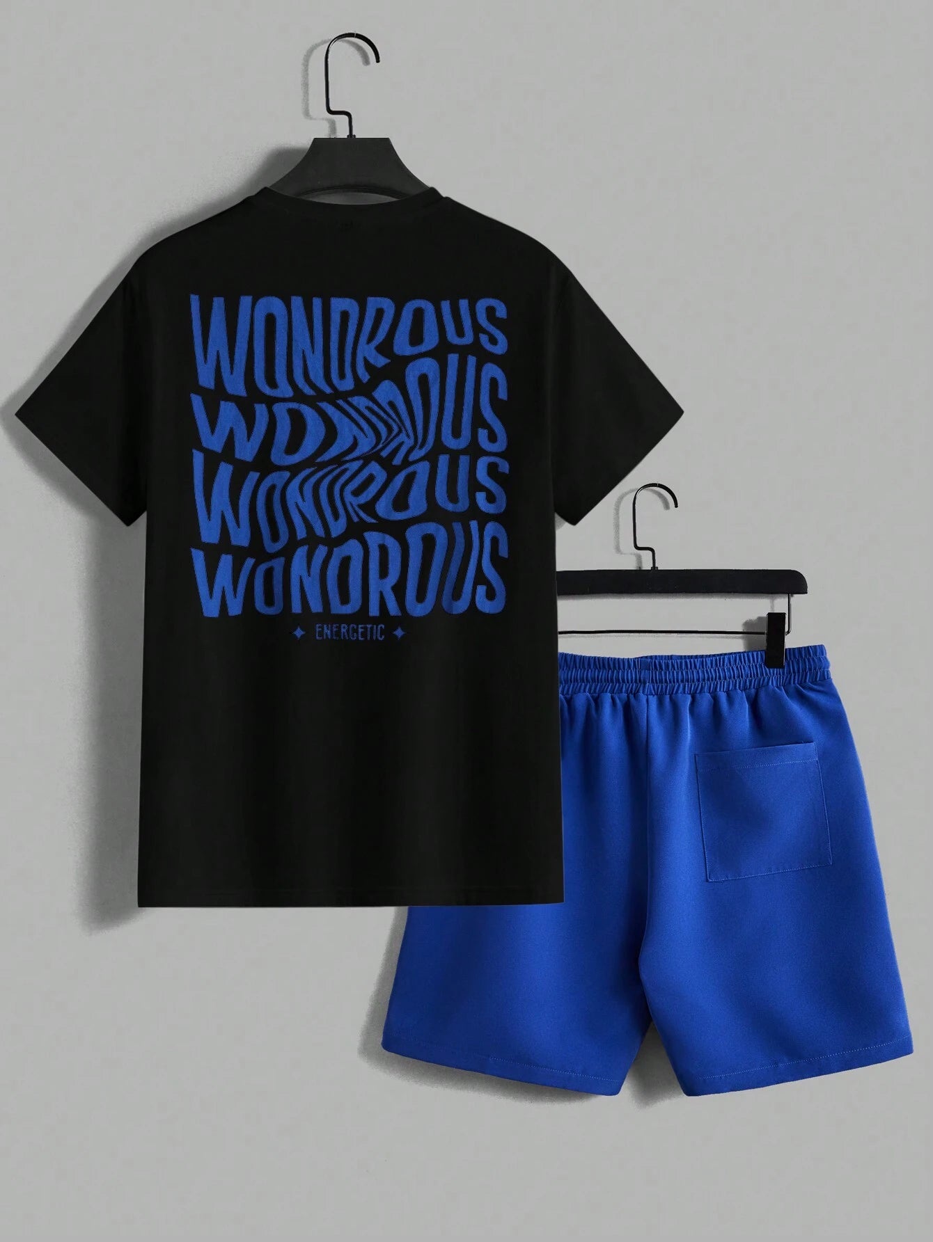 AXEPEAK Men'S Summer Letter Print round Neck Short Sleeve Casual T-Shirt and Shorts Set, Streetwear Ready