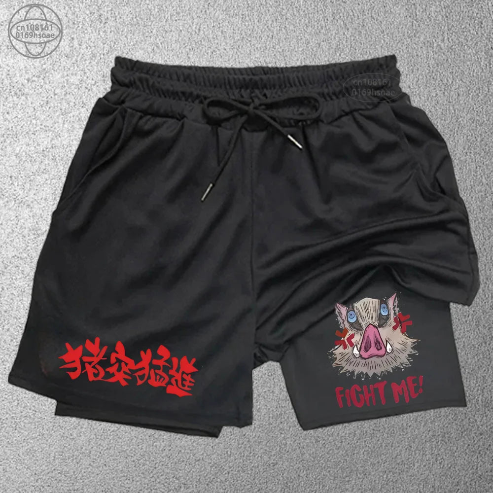 2025 Trendy Printed Sports Training Running Shorts Men'S Fitness Two-In-One Beach Pants Outdoor S-2Xldouble-Layer