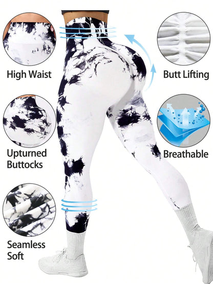 Core Rhythm Tie Dye Tummy Control Sports Leggings