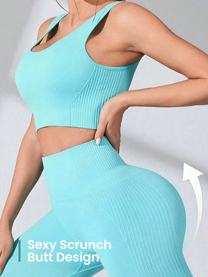 Women’S Workout Sets 2 Piece -  Leggings and Cross-Strap Sports Bra Gym Outfits Activewear Matching Set
