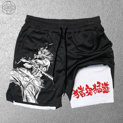 2025 Trendy Printed Sports Training Running Shorts Men'S Fitness Two-In-One Beach Pants Outdoor S-2Xldouble-Layer
