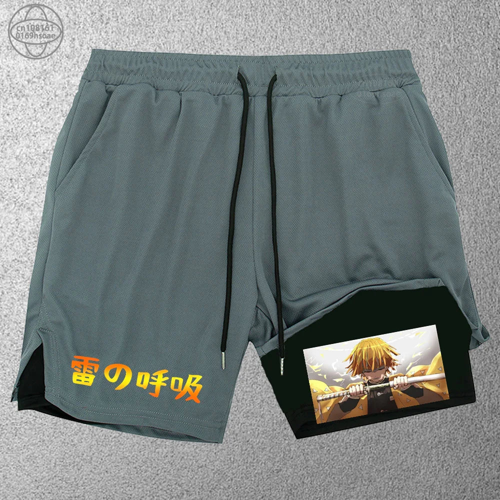 2025 Trendy Printed Sports Training Running Shorts Men'S Fitness Two-In-One Beach Pants Outdoor S-2Xldouble-Layer